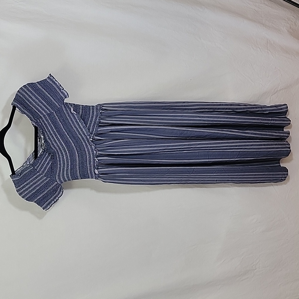 Blue Striped Midi Dress